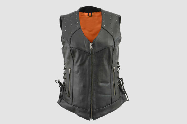 Leather Vests For Women With Rivets and Side Laces