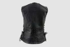 Leather Vests For Women With Rivets & Sides Laces