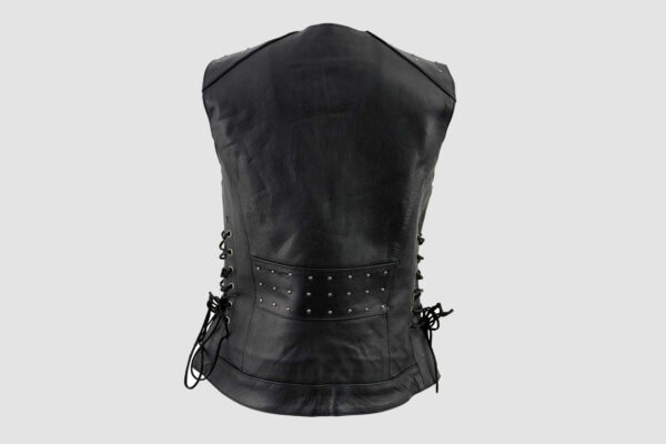 Leather Vests For Women With Rivets & Sides Laces