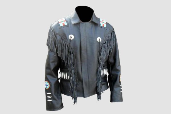 Black Leather Western Jacket For Sale