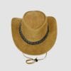 Aussie Light Brown Leather Hat Outback Western Cowboy Style
