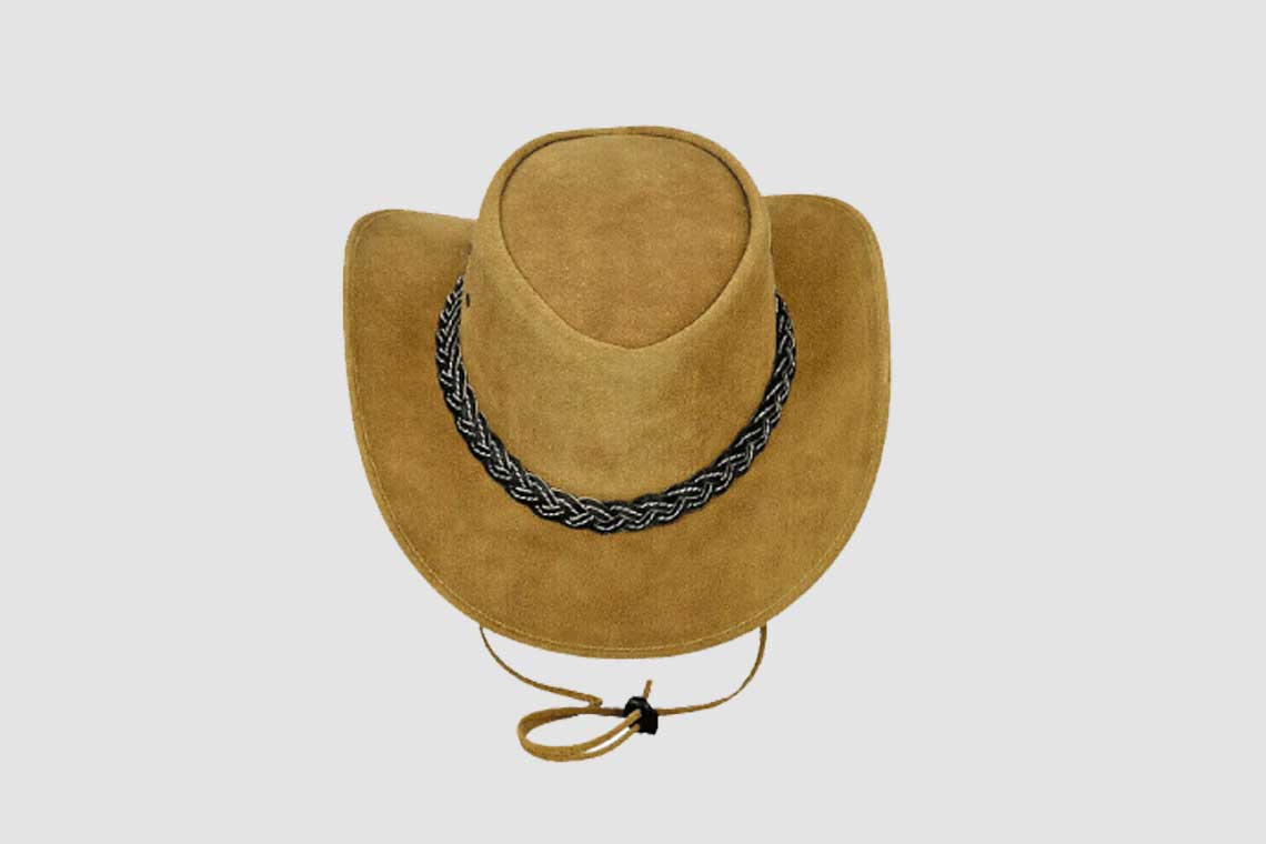 Aussie Light Brown Leather Hat Outback Western Cowboy Style