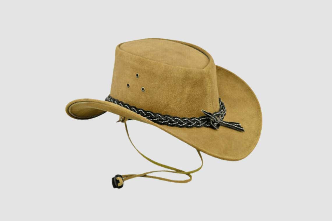 Aussie Light Bush Leather Hat Outback Western Cowboy Style, CBH6B
