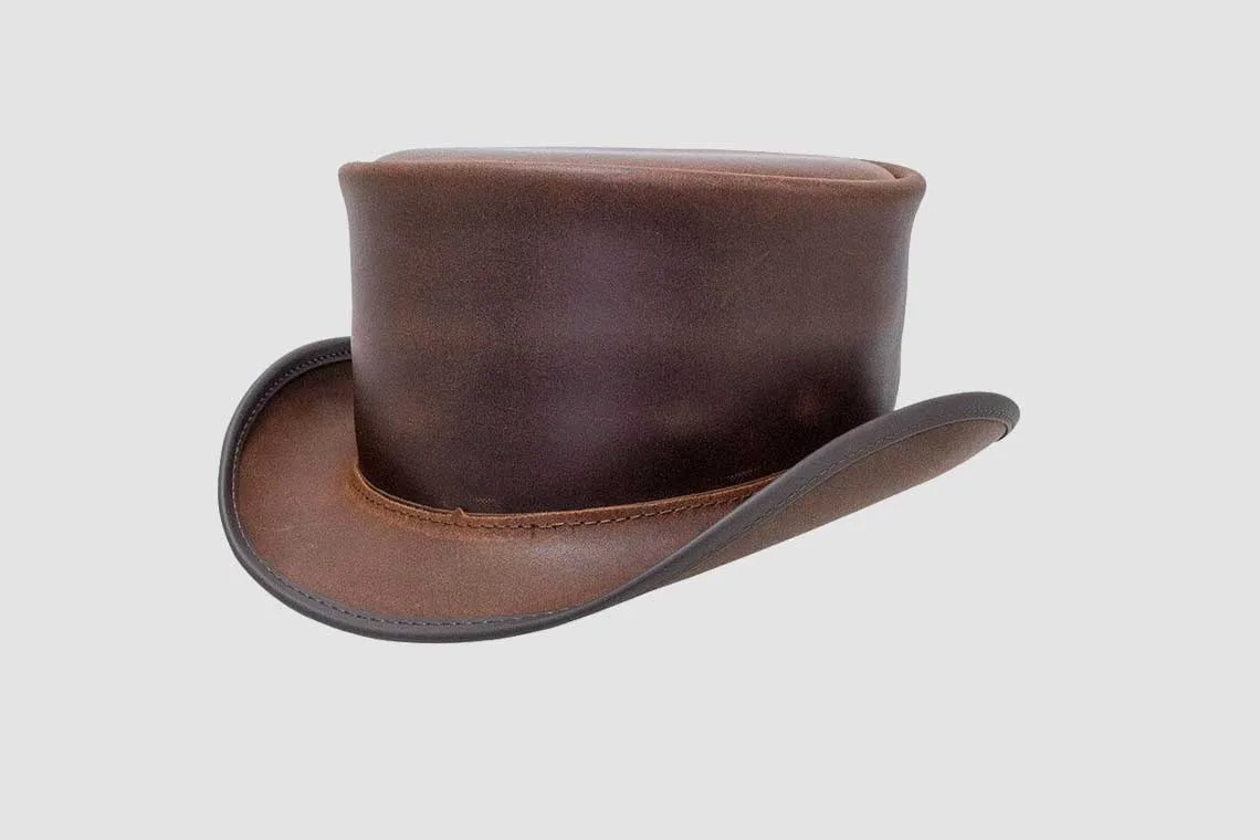 Marlow Brown Leather Top Hat – Classic Victorian Style - Image 2