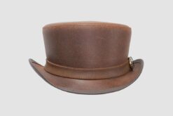 Bromley Brown Leather Top Hat With Carriage Band