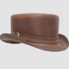 Bromley Brown Leather Top Hat With Carriage Band