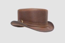 Bromley Brown Leather Top Hat With Carriage Band