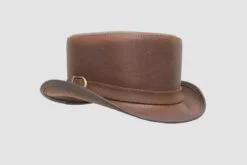 Bromley Brown Leather Top Hat With Carriage Band