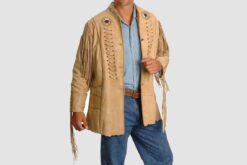 Beige Leather Cowboy Jacket