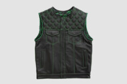 Mens Hunt Club Green Diamond Leather Vest For Sale
