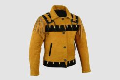 Cowboy Black And Brown Suede Jacket With Fringes