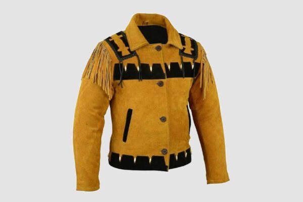 Cowboy Black And Brown Suede Jacket With Fringes