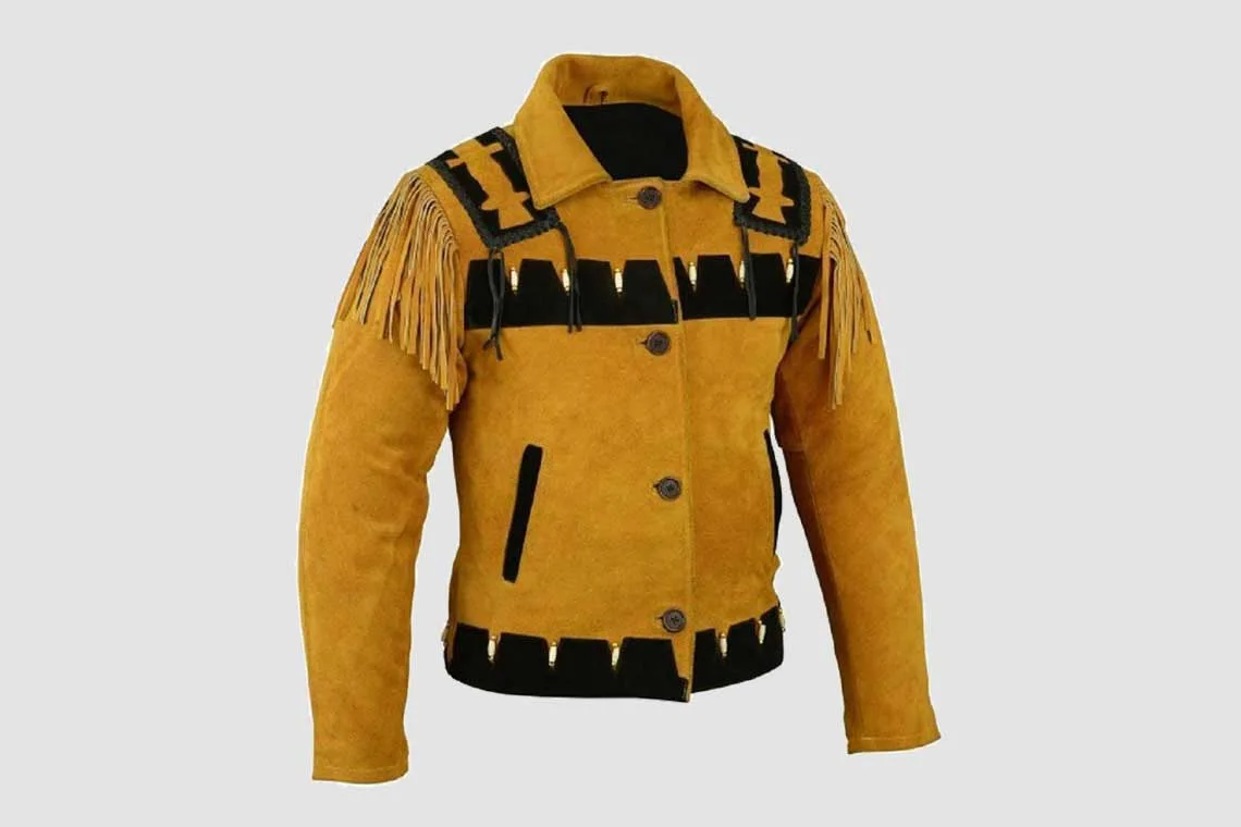 Cowboy Black And Brown Suede Jacket With Fringes