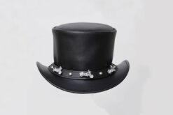 El Dorado Black Leather Top Hat With Motorcycle Band