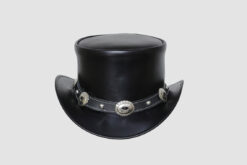 El Dorado Black Leather Top Hat With Concho Band, TH112B