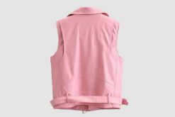 Women's Pink Leather Biker Vest