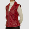 Women's Red Leather Biker Vest