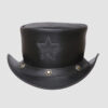 El Dorado Black Leather Top Hat With Stars Band,TH118