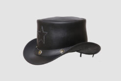 El Dorado Black Leather Top Hat With Stars Band,TH118