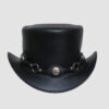 El Dorado Black Leather Top Hat With Concho Band, TH112C