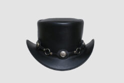 El Dorado Black Leather Top Hat With Concho Band, TH112C