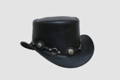 Alternative view of El Dorado Black Leather Top Hat With Concho Band | TH112C