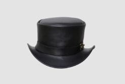 El Dorado Black Leather Top Hat With Lock Band,TH117