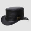 El Dorado Black Leather Top Hat With Lock Band,TH117