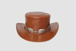 El Dorado Brown Leather Top Hat With Concho Band, TH112