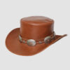 El Dorado Brown Leather Top Hat With Concho Band, TH112