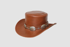 El Dorado Brown Leather Top Hat With Concho Band, TH112