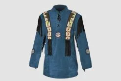 Woman Western Native American Blue Suede Shirt