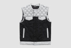 Men's white leather hunt club biker vest