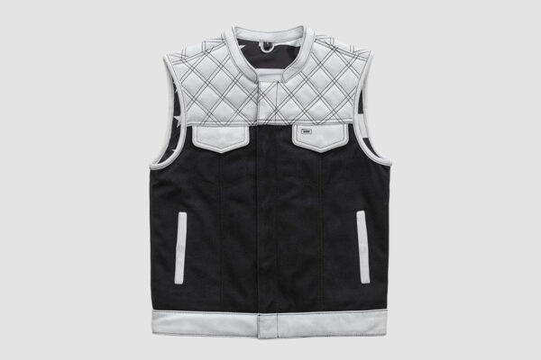 Men's white leather hunt club biker vest