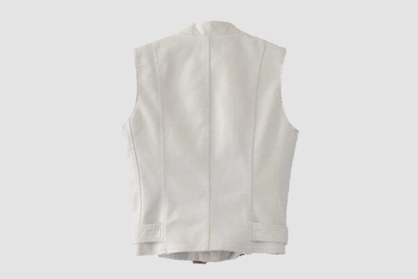 Women's White Leather Biker Vest