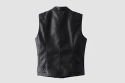 Women's Black Leather Biker Vest