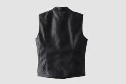 Women's Black Leather Biker Vest