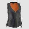 Women's Motorcycle Leather Vest With Side Laces