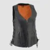 Women's Motorcycle Leather Vest With Side Laces