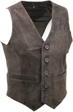 Dark Brown Suede Vest With V-Neck Biker Vest Motorcycle Vest, SUV13