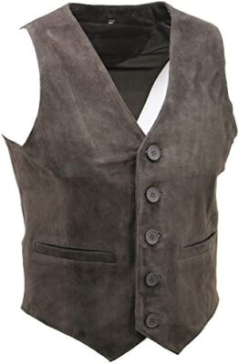 Dark Brown Suede Vest With V-Neck Biker Vest Motorcycle Vest, SUV13