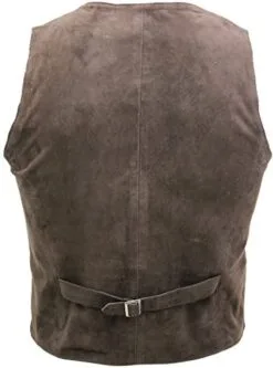 Alternative view of The Best Dark Brown Suede Vest With V-Neck | SUV13