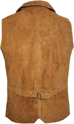 Brown Suede Vest With Notch Collar Biker Vest Motorcycle Vest, SUV12