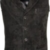 Black Suede Vest With Notch Collar Biker Vest Motorcycle Vest, SUV15