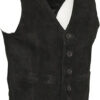 Black Suede Vest With V-Neck Biker Vest Motorcycle Vest, SUV14