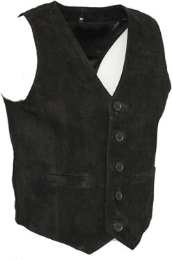 Black Suede Vest With V-Neck Biker Vest Motorcycle Vest, SUV14