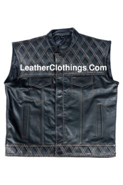 Stinger Biker Vest Hunt Club Biker Leather Vest Dimond Quilted Vest, HCV4