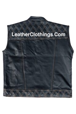 Stinger Biker Vest Hunt Club Biker Leather Vest Dimond Quilted Vest, HCV4
