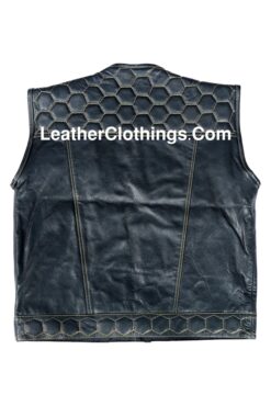 Stinger Biker Vest Hunt Club Biker Leather Vest Honeycombed Quilted Vest, HCV6
