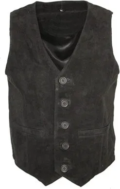Black Suede Vest With V-Neck Biker Vest Motorcycle Vest, SUV14